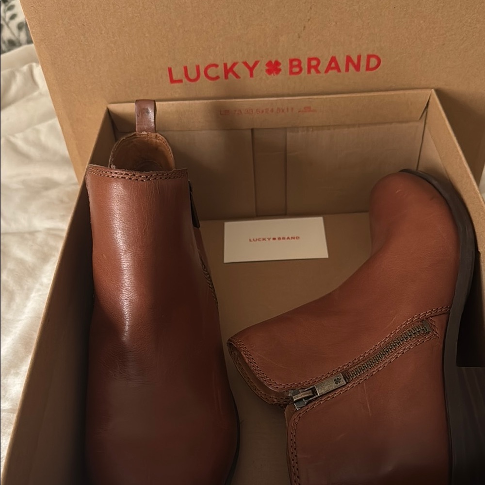 Lucky Brand Brown Leather Ankle Boots - never worn!